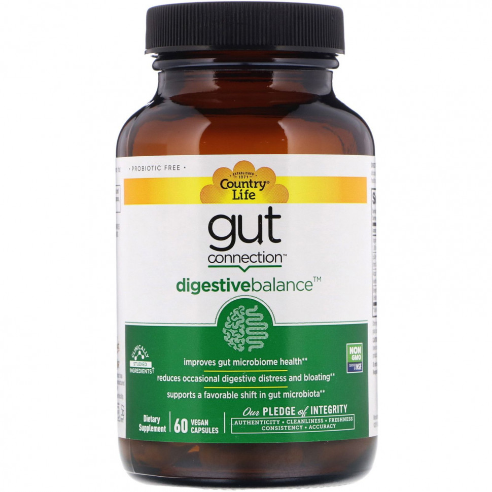   (Iherb) Country Life, Gut Connection, Digestive Balance, 60      -     , -, 