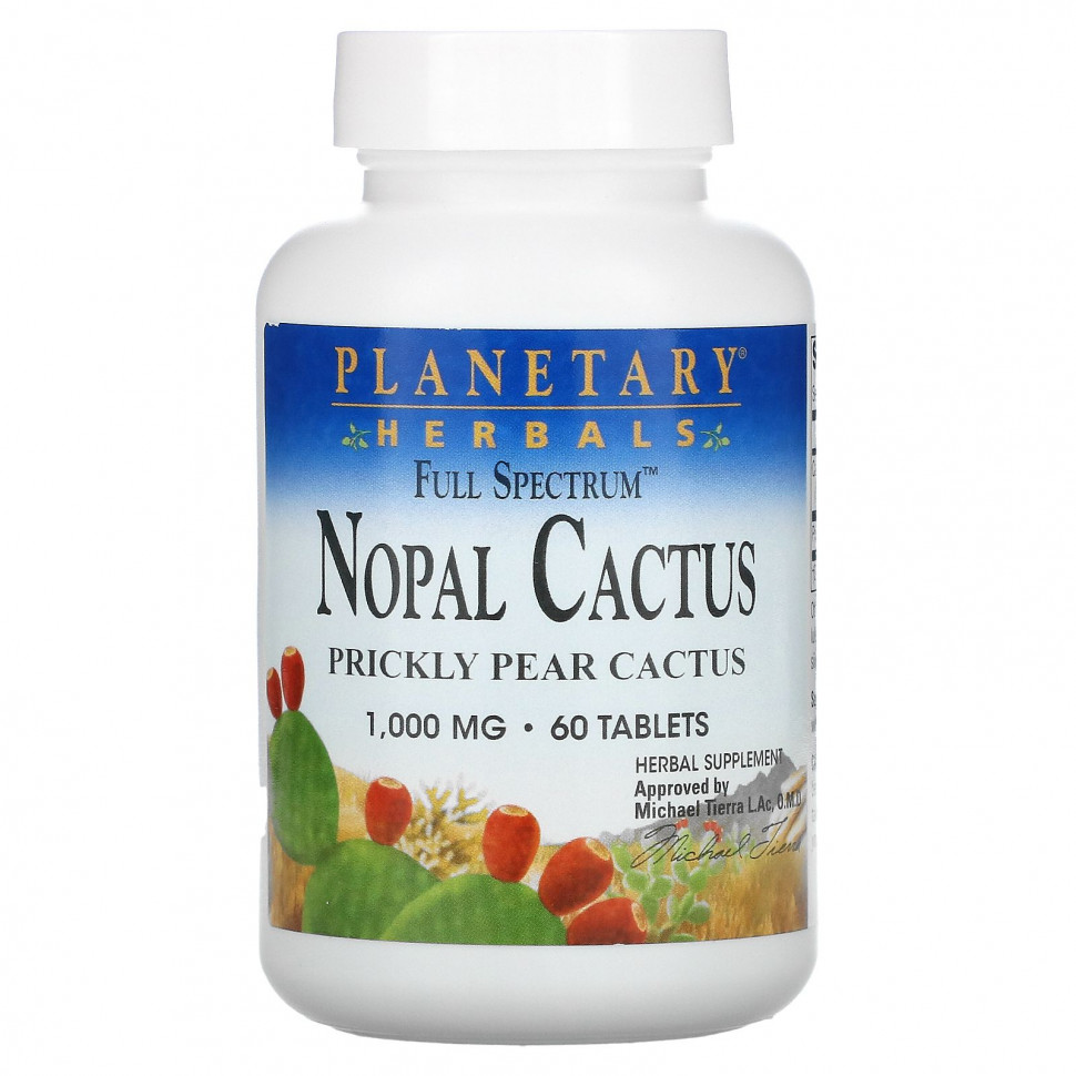   (Iherb) Planetary Herbals, Nopal Cactus, Full Spectrum, Prickly Pear Cactus, 1,000 mg, 60 Tablets    -     , -, 