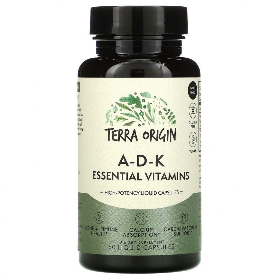   (Iherb) Terra Origin, ADK Essential Vitamins, 60      -     , -, 