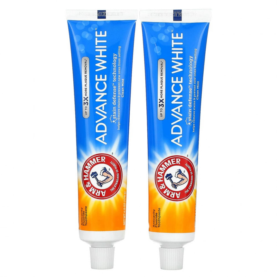   (Iherb) Arm & Hammer, Advance White, Extreme Whitening Toothpaste, Clean Mint, Twin Pack, 6.0 oz (170 g) Each    -     , -, 