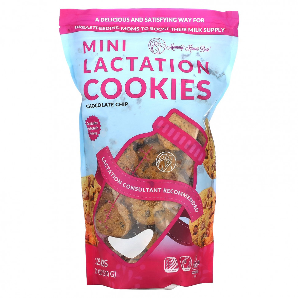   (Iherb) Mommy Knows Best, Mini Lactation Cookies, Chocolate Chip, 10 oz (570 g)    -     , -, 