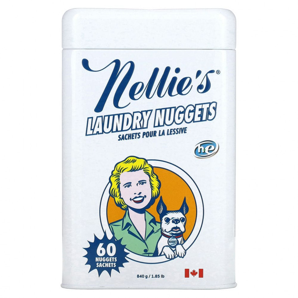   (Iherb) Nellie's, Laundry Nuggets, Unscented, 60 Loads, 1.85 lb (840 g)    -     , -, 