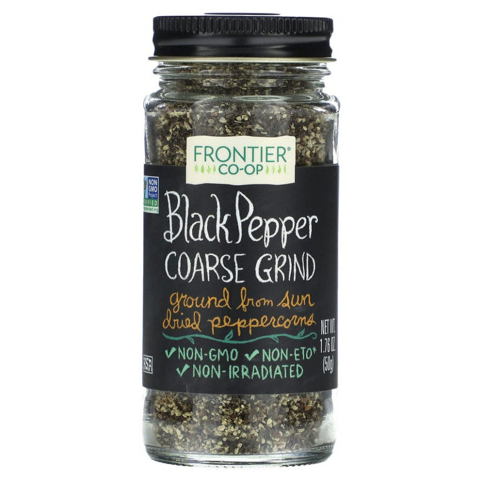   (Iherb) Frontier Co-op, Black Pepper, Coarse Grind, 1.76 oz (50 g)    -     , -, 
