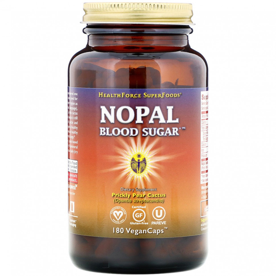  (Iherb) HealthForce Superfoods, Nopal Blood Sugar, 180      -     , -, 