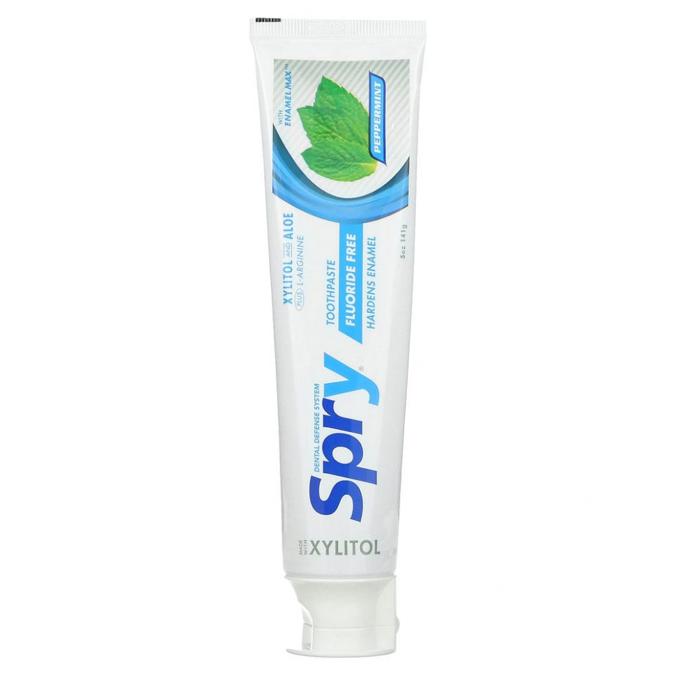   (Iherb) Xlear, Spry Toothpaste, Anti-Plaque Tartar Control, Fluoride Free, Natural Peppermint, 5 oz (141 g)    -     , -, 