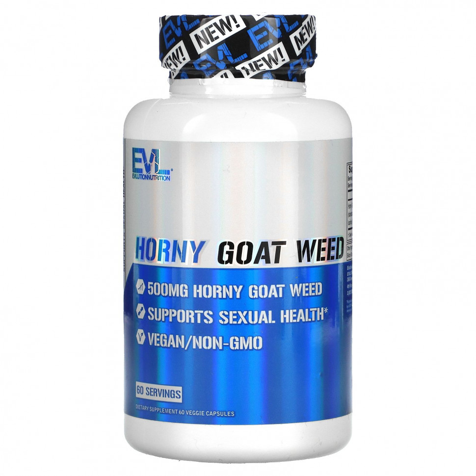   (Iherb) EVLution Nutrition, Horny Goat Weed, 500 mg , 60 Veggie Capsules    -     , -, 