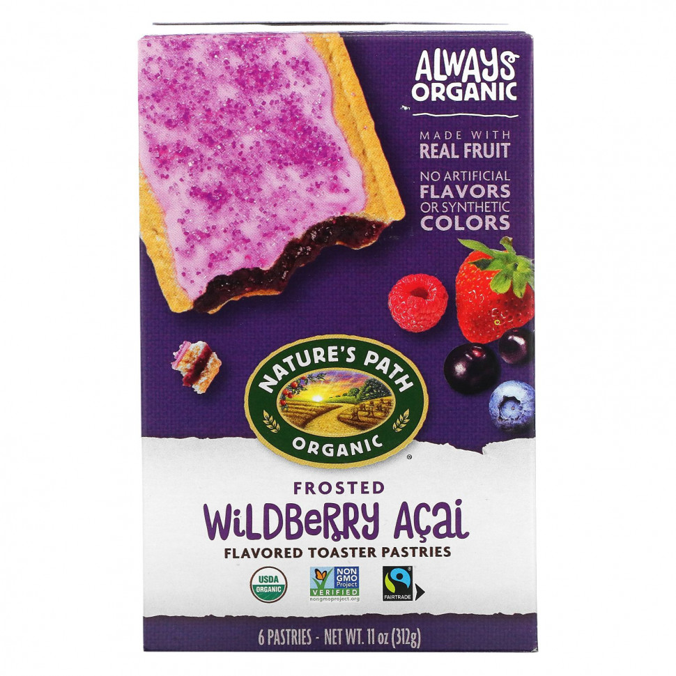   (Iherb) Nature's Path, Toaster Pastries, Frosted Wildberry Acai, 6 Pastries, 52 g Each    -     , -, 