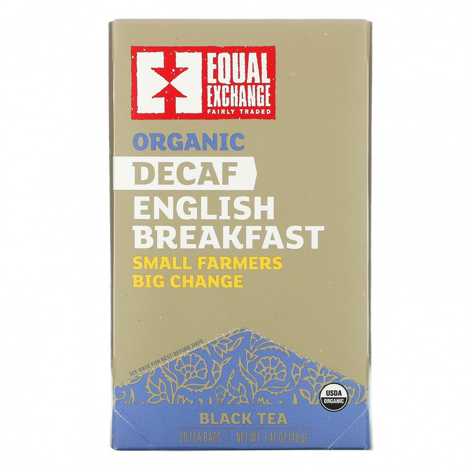   (Iherb) Equal Exchange, Organic Decaf English Breakfast, Black Tea, 20 Tea Bags, 1.41 oz ( 40 g)    -     , -, 