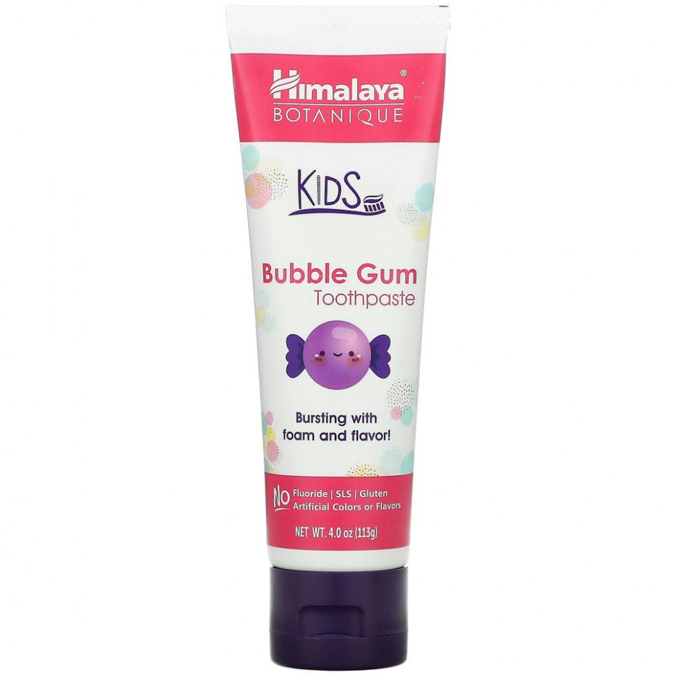   (Iherb) Himalaya, Botanique, Kids Toothpaste, Bubble Gum, 4.0 oz (113 ml)    -     , -, 