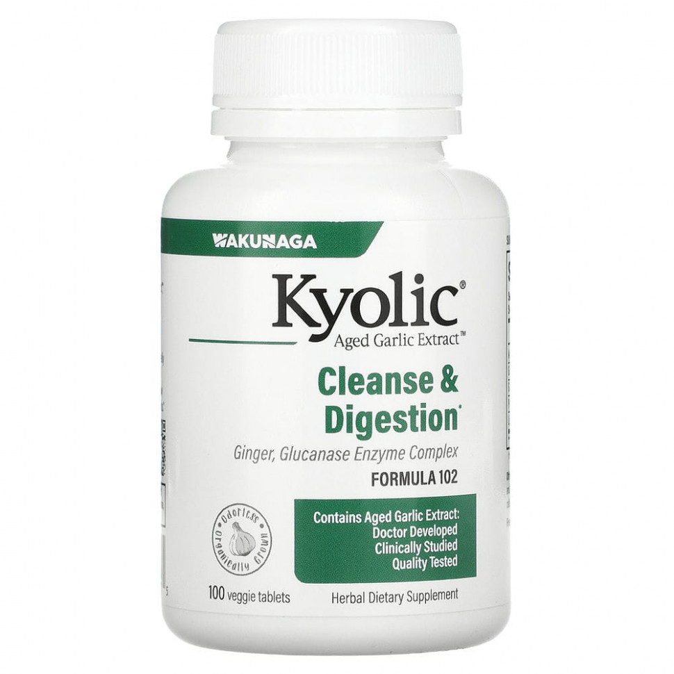   (Iherb) Kyolic, Kyolic Formula 102, Candida Cleanse & Digestion, 100 Vegetarian Tablets    -     , -, 