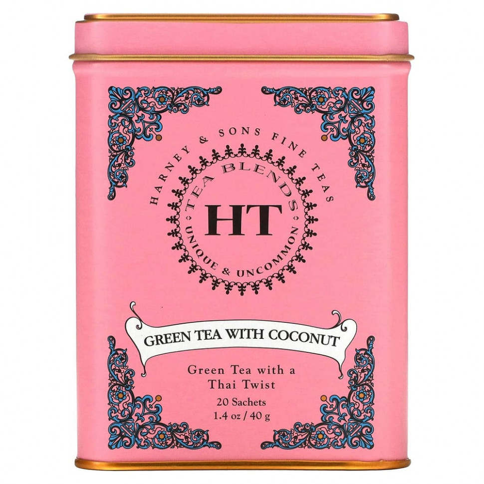   (Iherb) Harney & Sons, Green Tea with Thai Flavors, 20 Tea Sachets, 1.4 oz (40 g)    -     , -, 