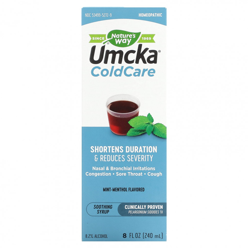   (Iherb) Nature's Way, Umcka, ColdCare, Soothing Syrup, Mint Menthol , 8 oz (240 ml)    -     , -, 