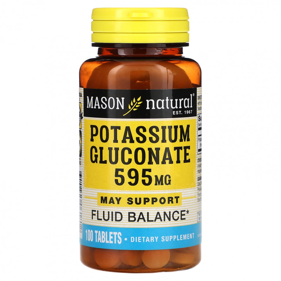   (Iherb) Mason Natural, Potassium Gluconate, 595 mg, 100 Tablets    -     , -, 
