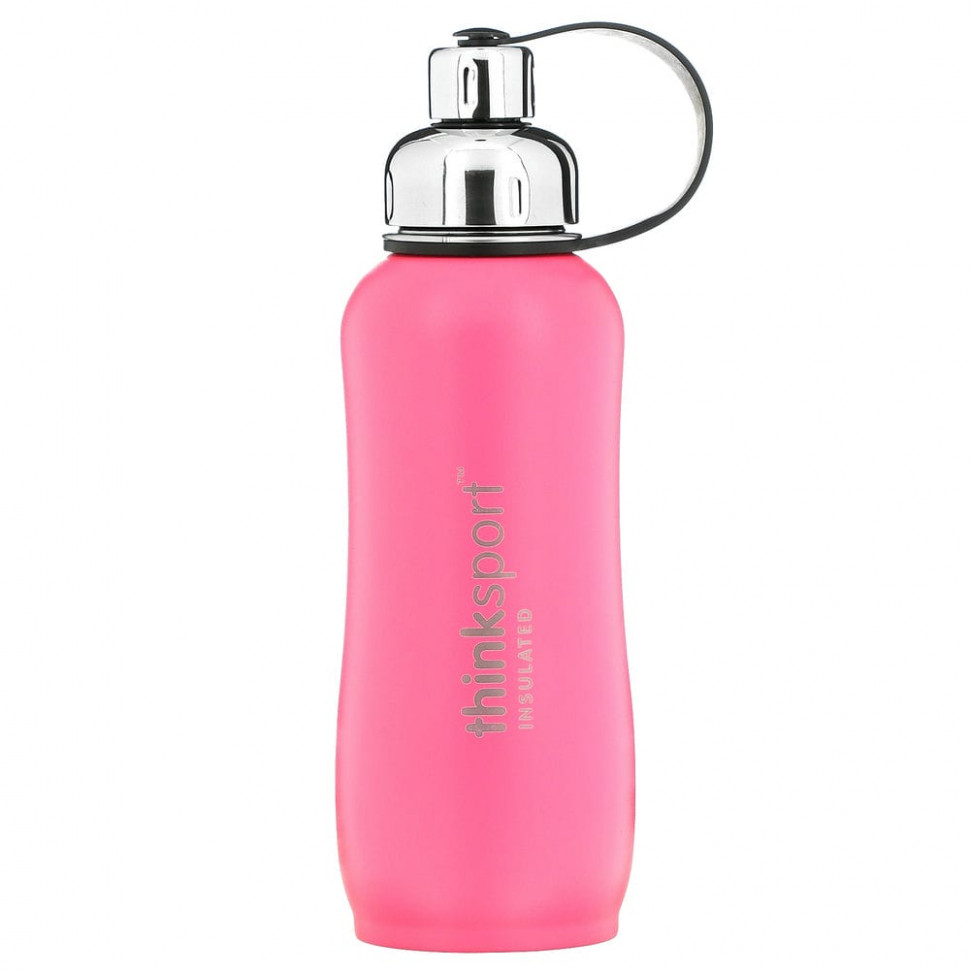  (Iherb) Think, Thinksport , Insulated Sports Bottle, Dark Pink, 25 oz (750ml)    -     , -, 