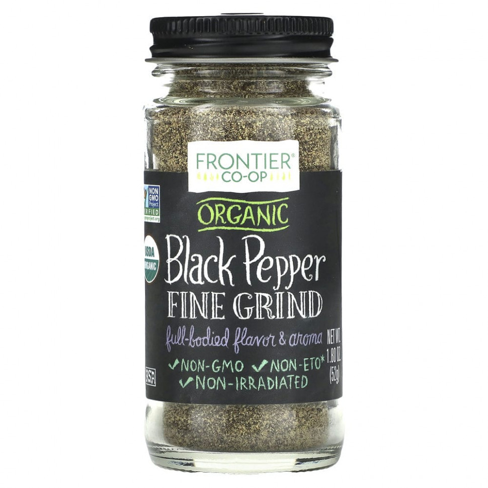   (Iherb) Frontier Co-op, Organic Black Pepper, Fine Grind, 1.80 oz (52 g)    -     , -, 