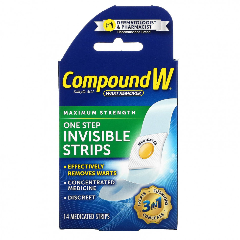   (Iherb) Compound W,    , One Step Invisible Strips,   , 14      -     , -, 