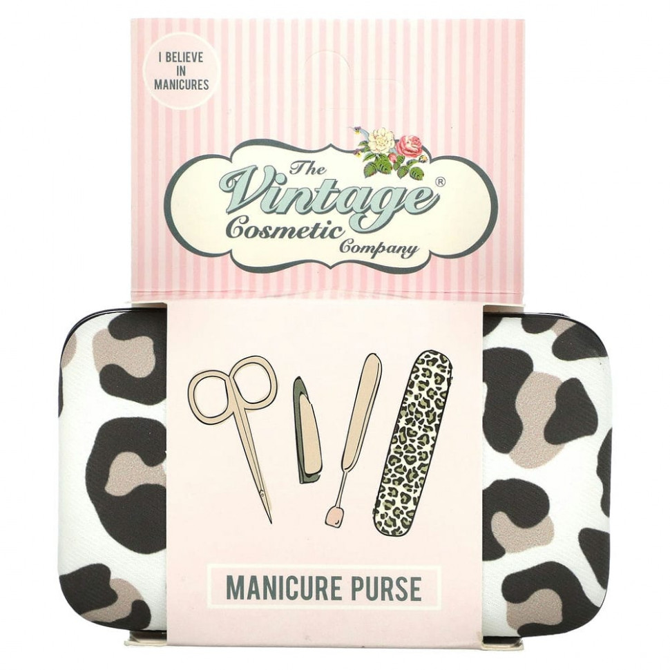   (Iherb) The Vintage Cosmetic Co., Manicure Purse, Leopard Print, 1 Kit    -     , -, 
