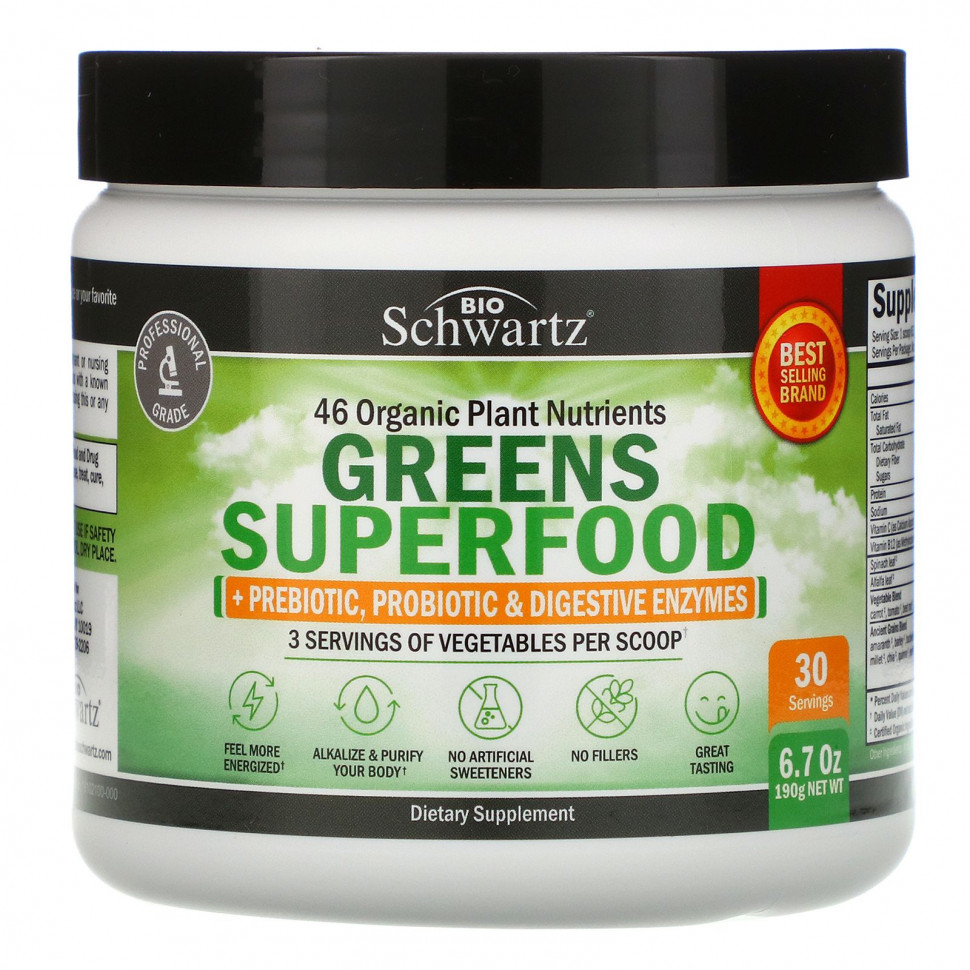   (Iherb) BioSchwartz, Greens Superfood, 190  (6,7 )    -     , -, 