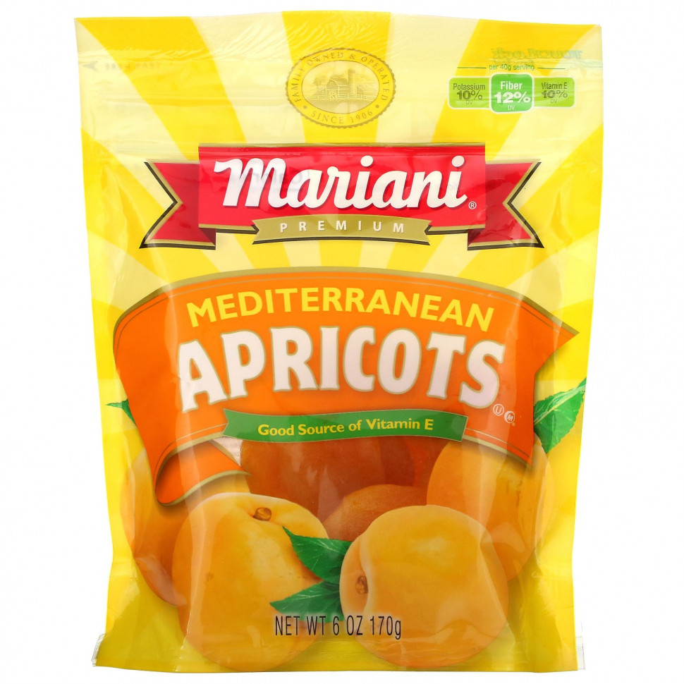   (Iherb) Mariani Dried Fruit, Premium, Mediterranean Apricots, 6 oz ( 170 g)    -     , -, 