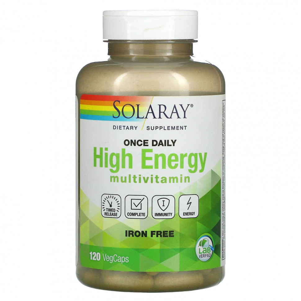   (Iherb) Solaray, Once Daily High Energy, Multi-Vita-Min,  , 120     -     , -, 