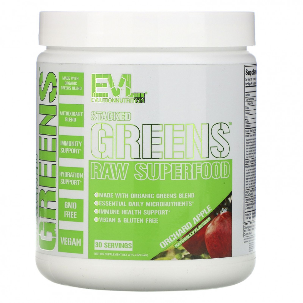   (Iherb) EVLution Nutrition, Stacked Greens Raw Superfood,  , 162  (5,7 )    -     , -, 
