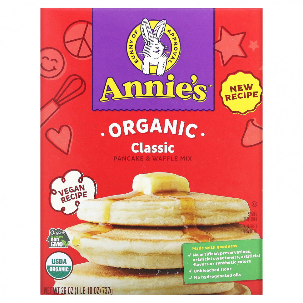   (Iherb) Annie's Homegrown, Organic Classic Pancake & Waffle Mix , 26 oz (737 g)    -     , -, 