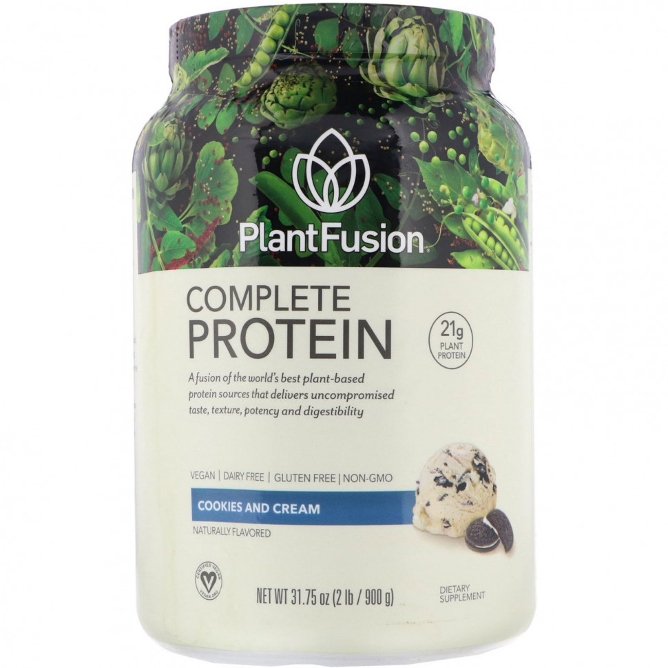   (Iherb) PlantFusion, Complete Plant Protein, Cookies and Cream, 2 lb (900 g)    -     , -, 
