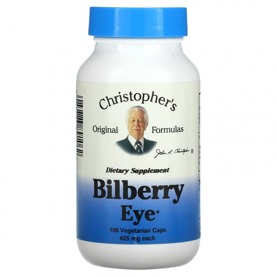   (Iherb) Christopher's Original Formulas, Bilberry Eye, 400 mg, 100 Vegetarian Caps    -     , -, 