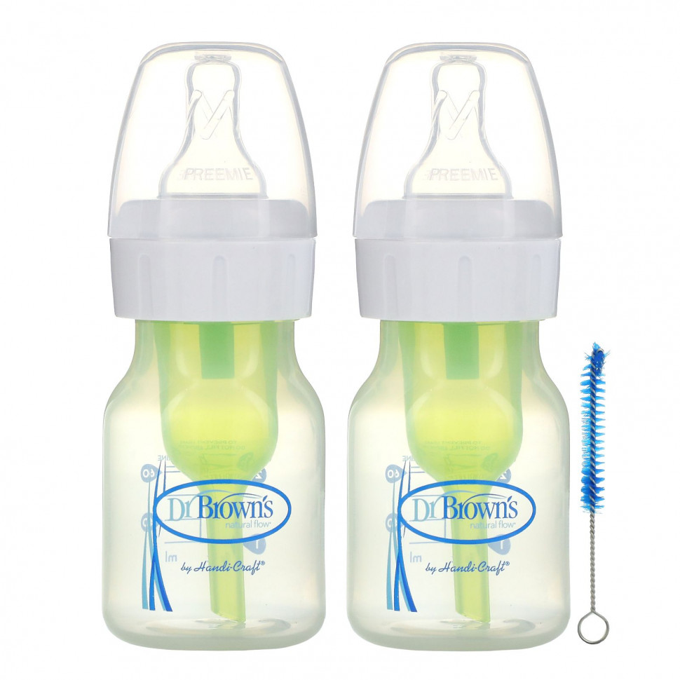   (Iherb) Dr. Brown's, Natural Flow, Anti-Colic Bottle, P/0+Months, 2 Pack, 2 oz (60 ml)Each    -     , -, 