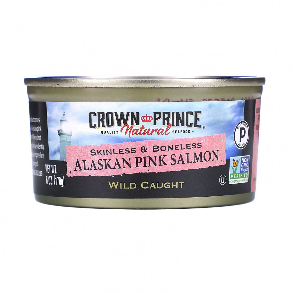   (Iherb) Crown Prince Natural, Pacific Pink Salmon, Skinless & Boneless , 6 oz (170 g)    -     , -, 