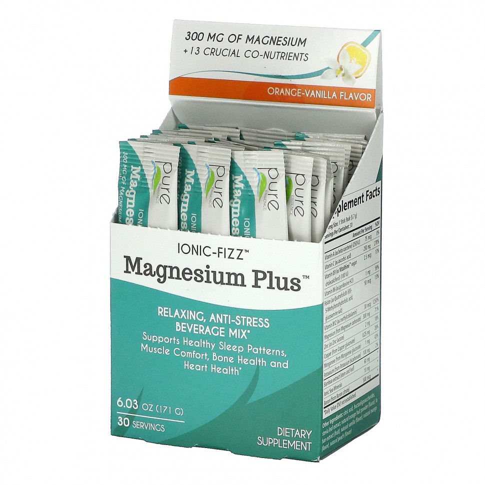 ���� ������ (Iherb) Pure Essence, Ionic-Fizz, Magnesium Plus, �������� � ������, 30 ��������� �� 5,7 � (0,2 �����), ������ �� 7980 ���