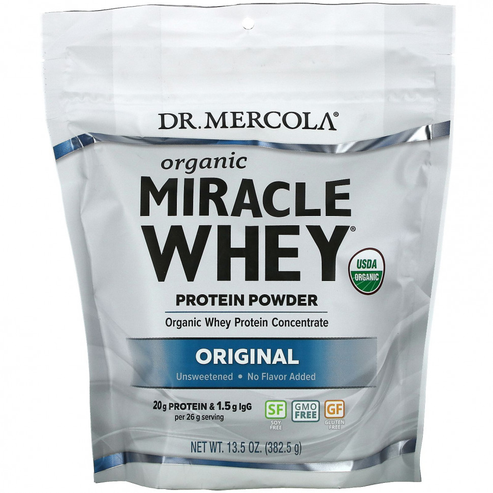���� ������ (Iherb) Dr. Mercola, Organic Miracle Whey Protein, �������, ������������, 382,5 � (13,5 �����), ������ �� 8430 ���