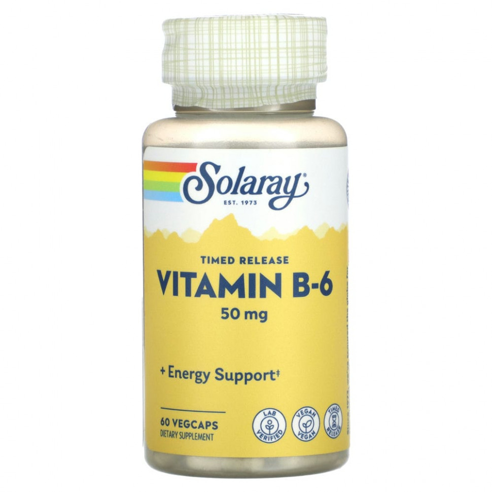 ���� ������ (Iherb) Solaray, Timed Release, ������� B6, 50 ��, 60 ������������ ������, ������ �� 1100 ���