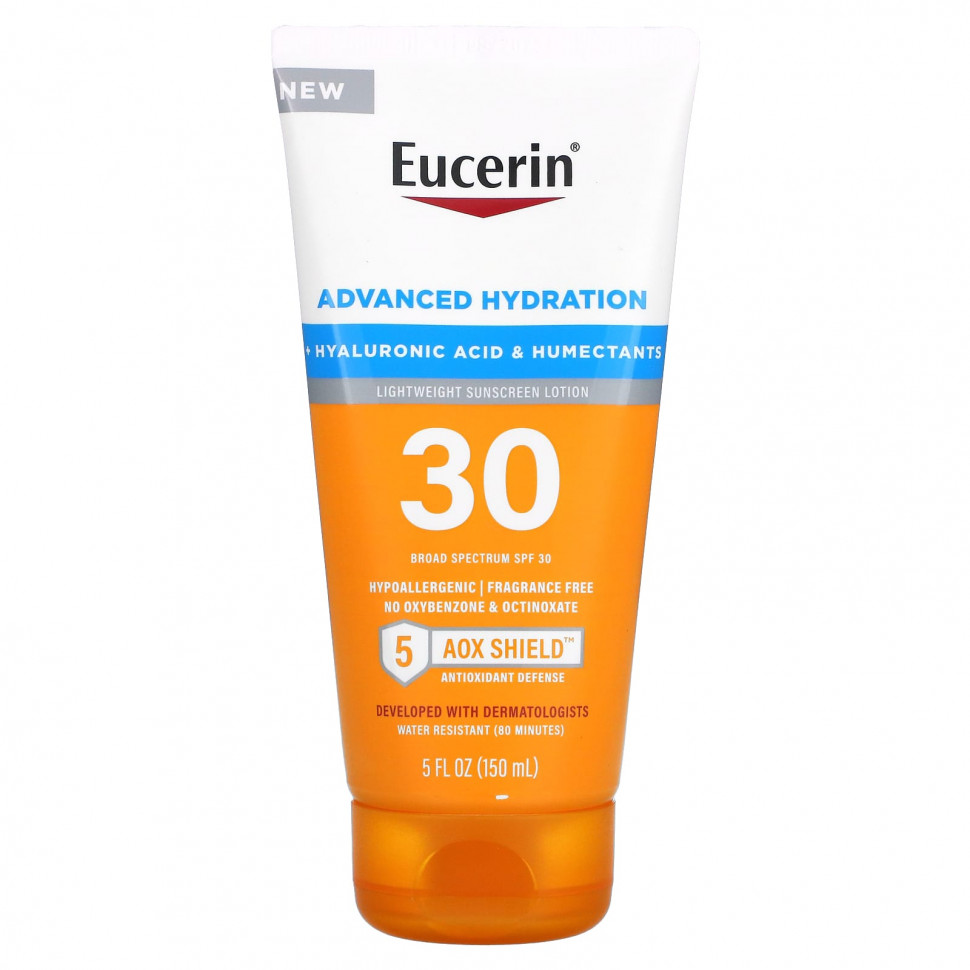 ���� ������ (Iherb) Eucerin, Advanced Hydration, ������ �������������� ������, SPF 30, ��� �������, 150 �� (5 ����. �����), ������ �� 3280 ���