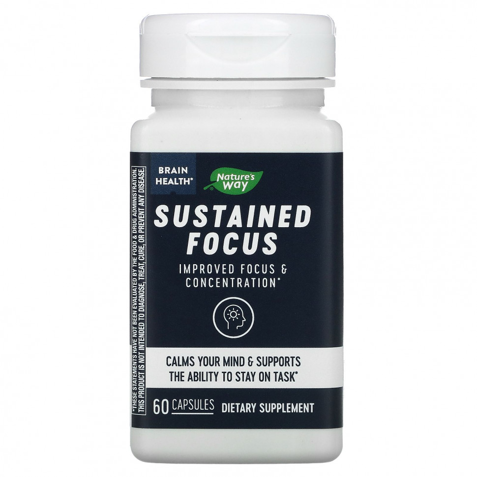 ���� ������ (Iherb) Nature's Way, Sustained Focus, ������� ��� ��������� ����� � ��������� ������������ ��������, 60 ������, ������ �� 4940 ���