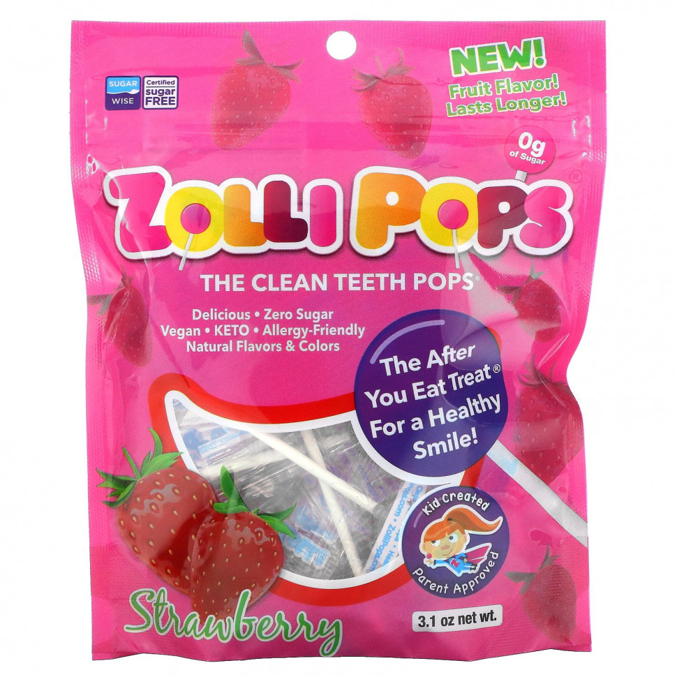 ���� ������ (Iherb) Zollipops, The Clean Teeth Pops, ZolliPops, ������� � ���������� ������, 15 ��., 88 � (3,1 �����), ������ �� 1240 ���