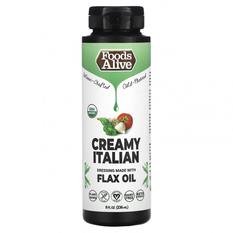   (Iherb) Foods Alive, Dressing Made with Flax Oil, Creamy Italian, 8 fl oz, (236 ml)    -     , -, 