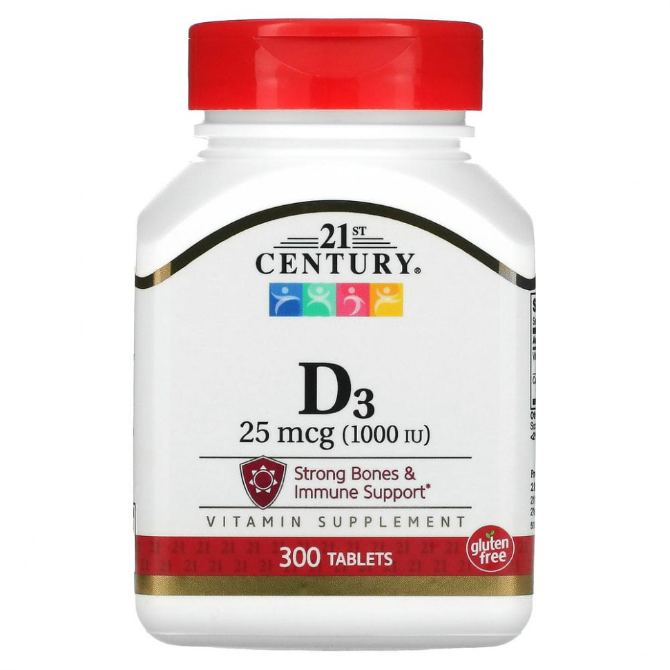 ���� ������ (Iherb) 21st Century, ������� D3, 25 ��� (1.000 ��), 300 ��������, ������ �� 1790 ���