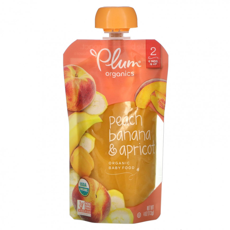���� ������ (Iherb) Plum Organics, ������������ ������� �������, ���� 2, ������, ����� � �������, 4 ����� (113 �), ������ �� 570 ���