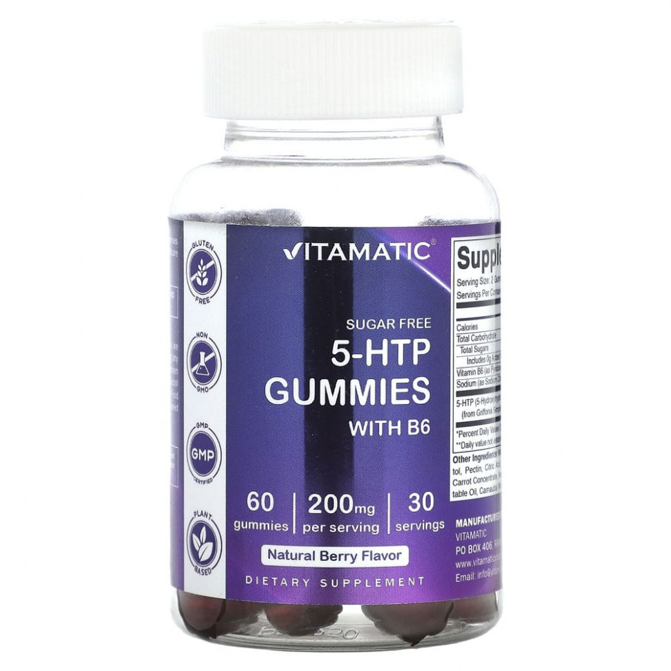 ���� ������ (Iherb) Vitamatic, 5-HTP ����������� ���������� � ��������� B6, ����������� �����, 100 ��, 60 ����������� ��������, ������ �� 3750 ���