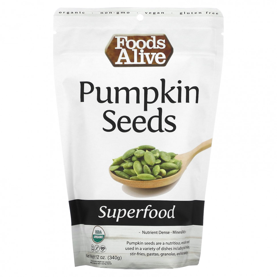   (Iherb) Foods Alive, Superfood, Pumpkin Seeds, 12 oz (340 g)    -     , -, 