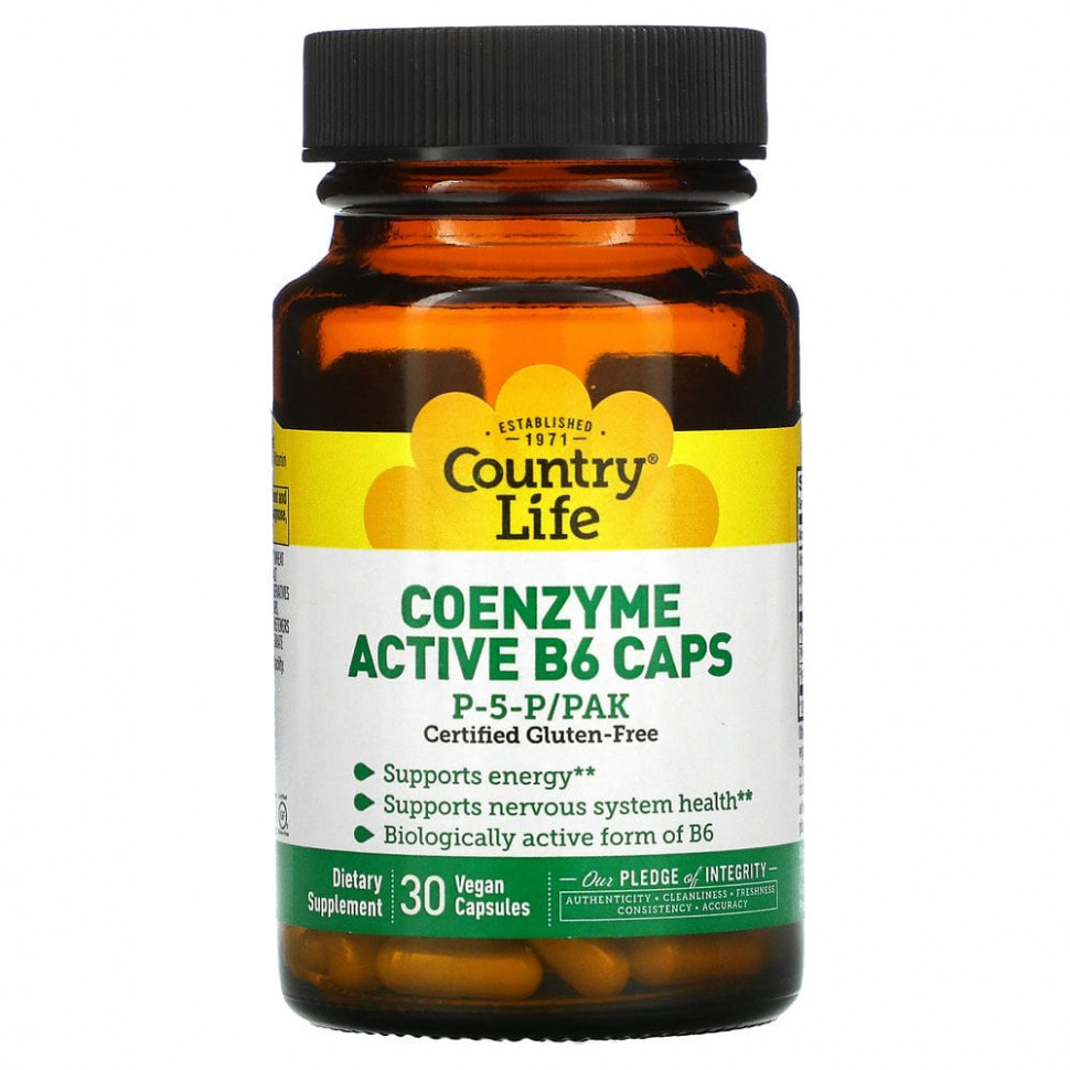 ���� ������ (Iherb) Country Life, ������������ �������� ������� B6 � ��������, P-5-P/PAK, 30 �������������� ������, ������ �� 1560 ���