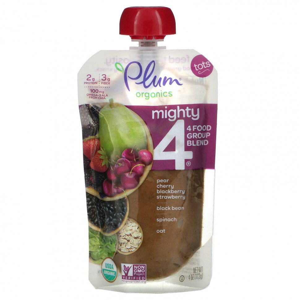 ���� ������ (Iherb) Plum Organics, Mighty 4, ����� 4 Food Group, �����, �����, �����, �������, ��������, ������ ������, ������, ����, 113 � (4 �����), ������ �� 550 ���