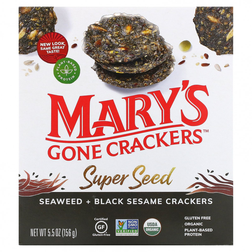 ���� ������ (Iherb) Mary's Gone Crackers, Super Seed, �������� �������, ��������� � ������ ������, 155 � (5,5 �����), ������ �� 1160 ���