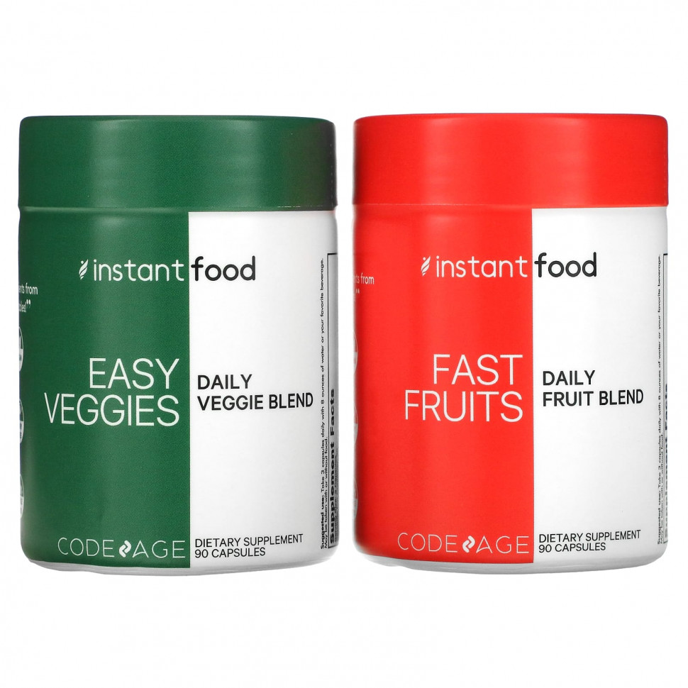   (Iherb) Codeage, Easy Veggies Daily Veggie Blend / Fast Fruits Daily Fruit Blend, 2 , 90       -     , -, 