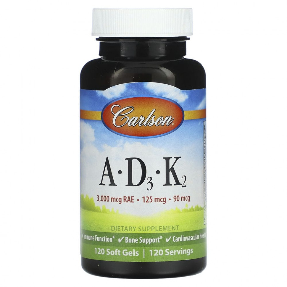 ���� ������ (Iherb) Carlson, A, D3, K2`` 120 ������ ��������, ������ �� 5650 ���
