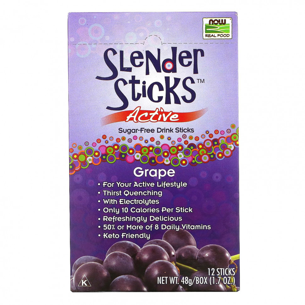   (Iherb) NOW Foods, Real Food, Slender Sticks, Active,    , 12 , 48  (1,7 )    -     , -, 