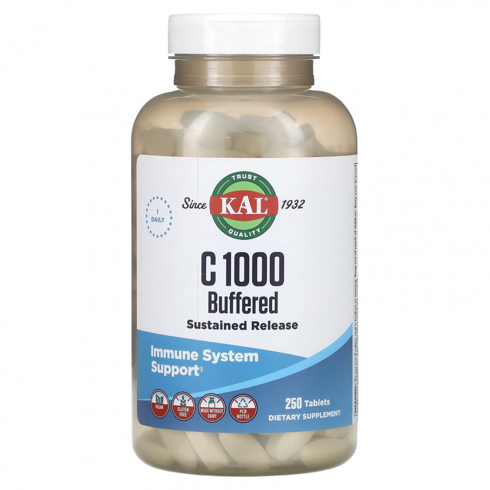 ���� ������ (Iherb) KAL, C 1000 � ����������� ��������������, � ������������, 250 ��������, ������ �� 5100 ���