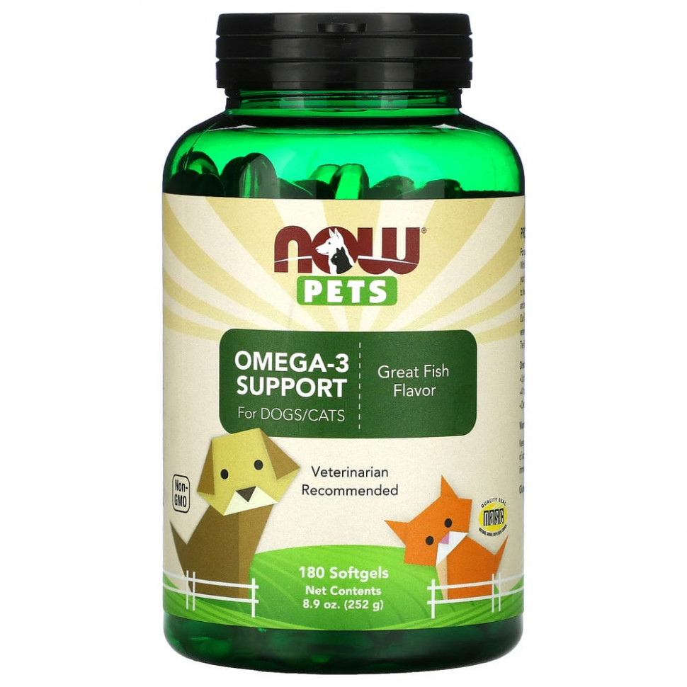   (Iherb) NOW Foods, Pets, -3    ,   , 180      -     , -, 