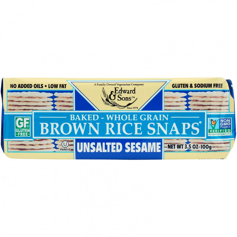   (Iherb) Edward & Sons, Baked Brown Rice Snaps (    ),  , 100     -     , -, 